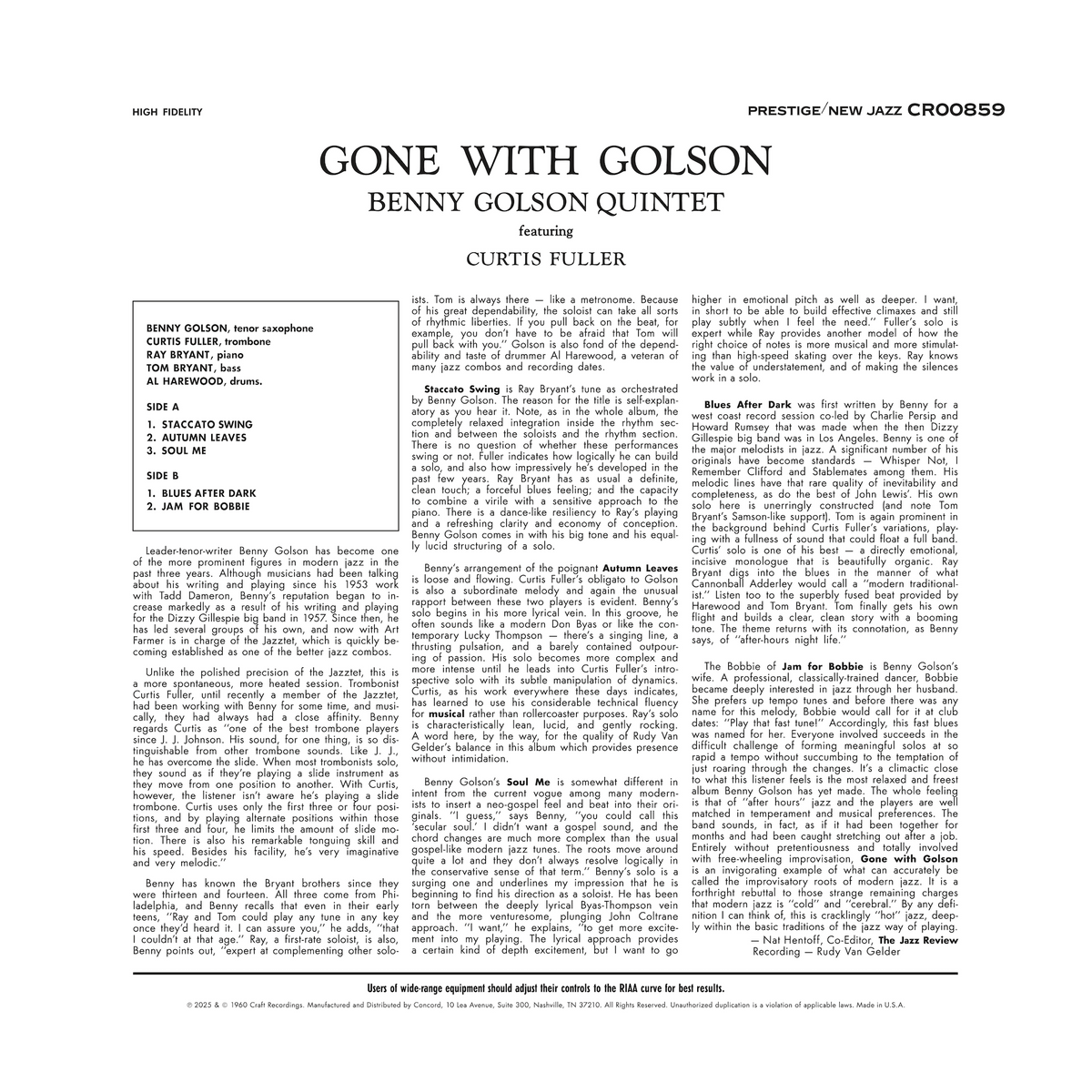 Benny Golson - Gone With Golson (Série Original Jazz Classics)