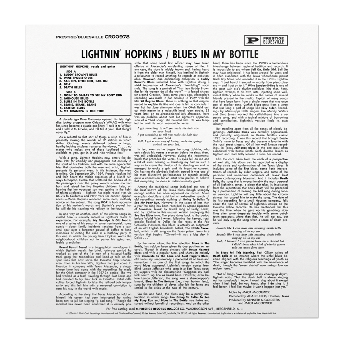 Lightnin’ Hopkins - Blues In My Bottle (Série Bluesville)