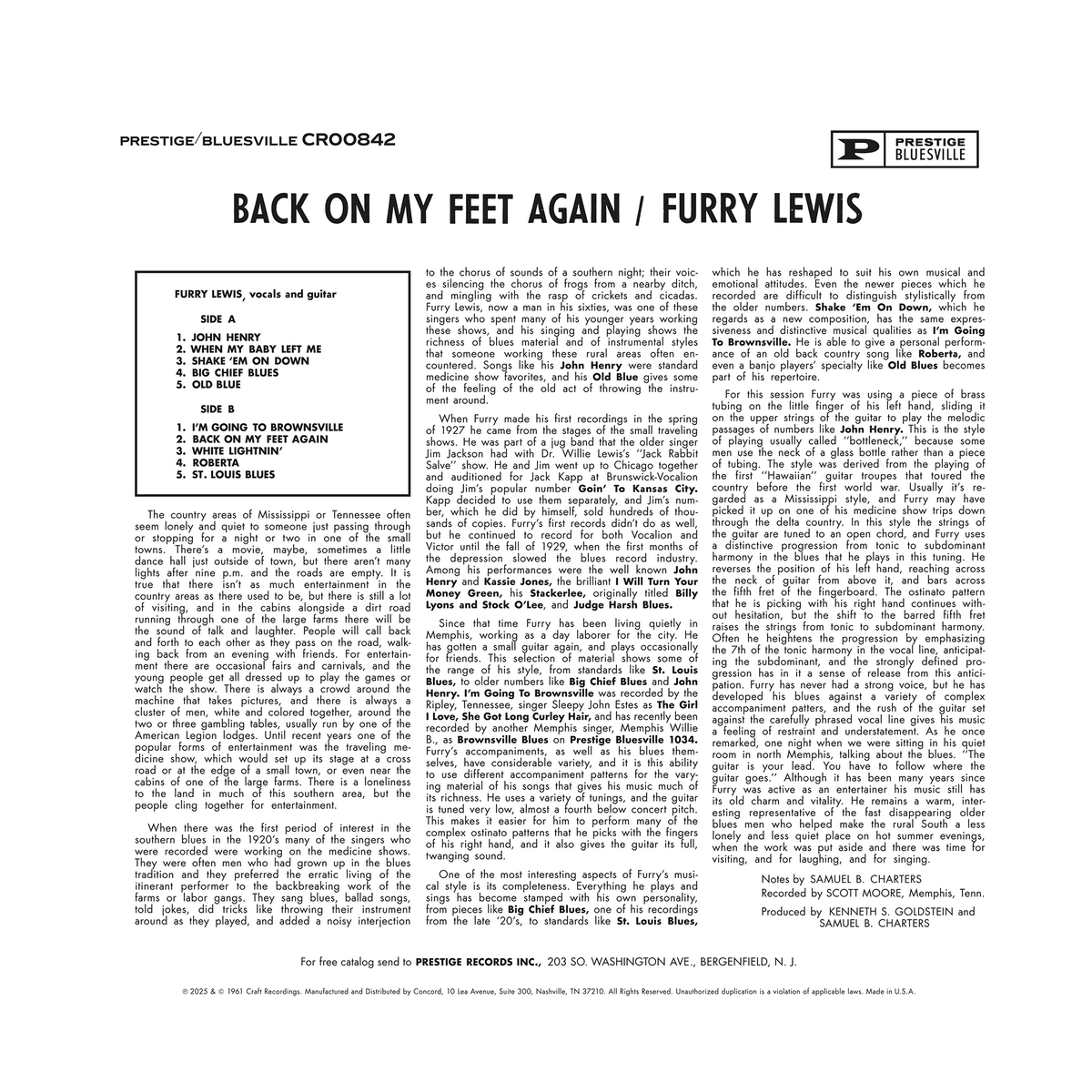 Furry Lewis - Back On My Feet Again (Série Bluesville)